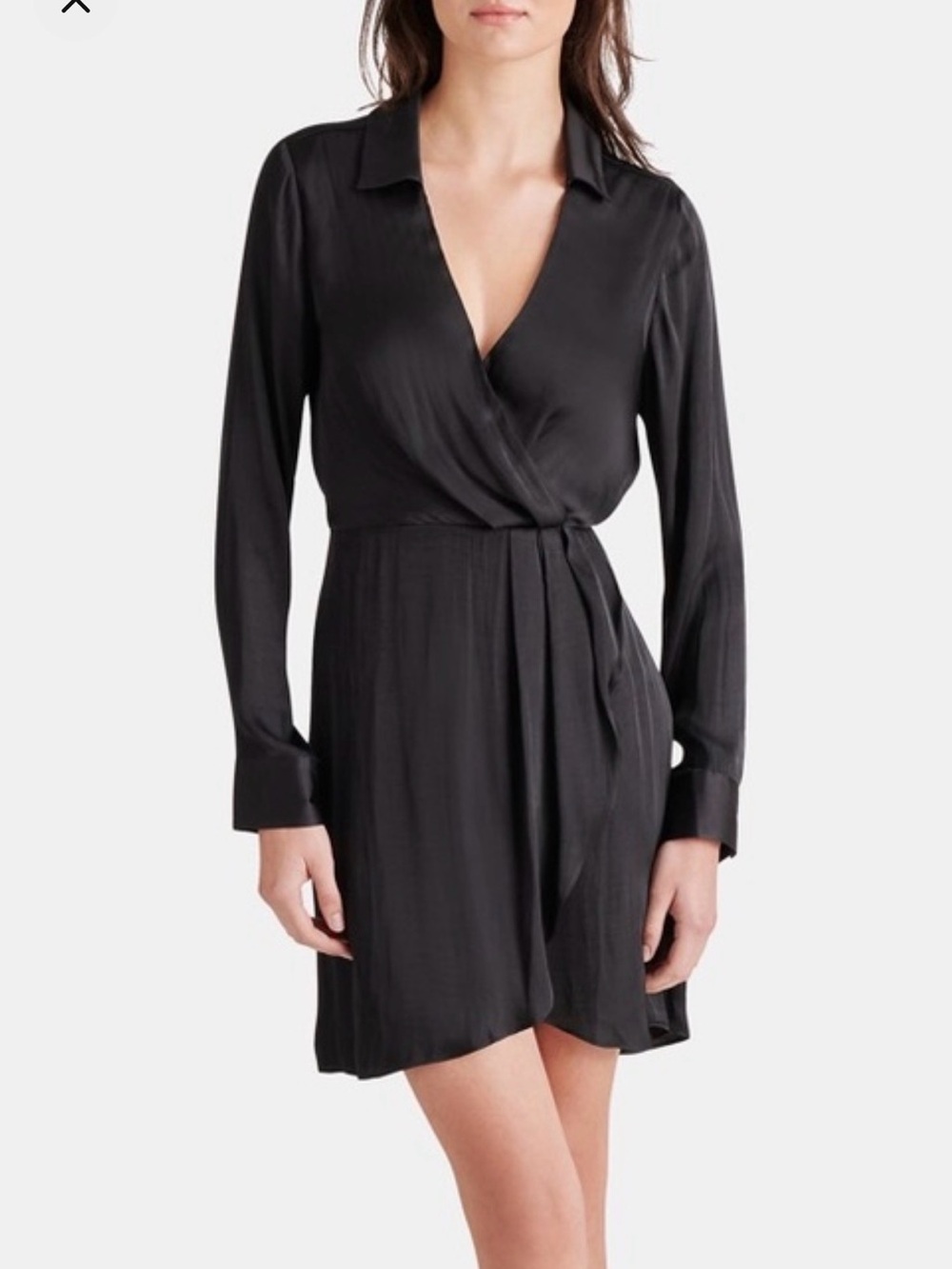 Steve Madden | Sleek Black Wrap Shirt Dress